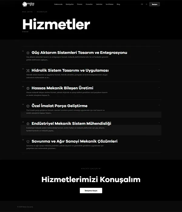 Savunma Sanayi - Hizmetler dark